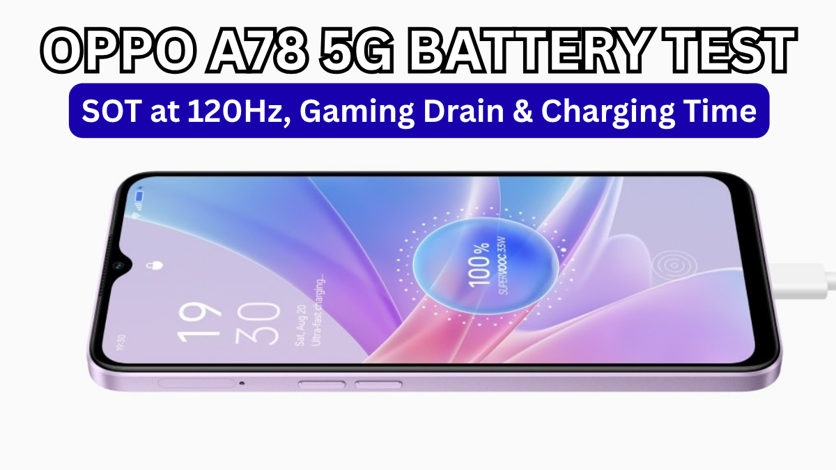OPPO A78 5G Battery Test: SOT at 120Hz, Gaming Drain & Charging Time